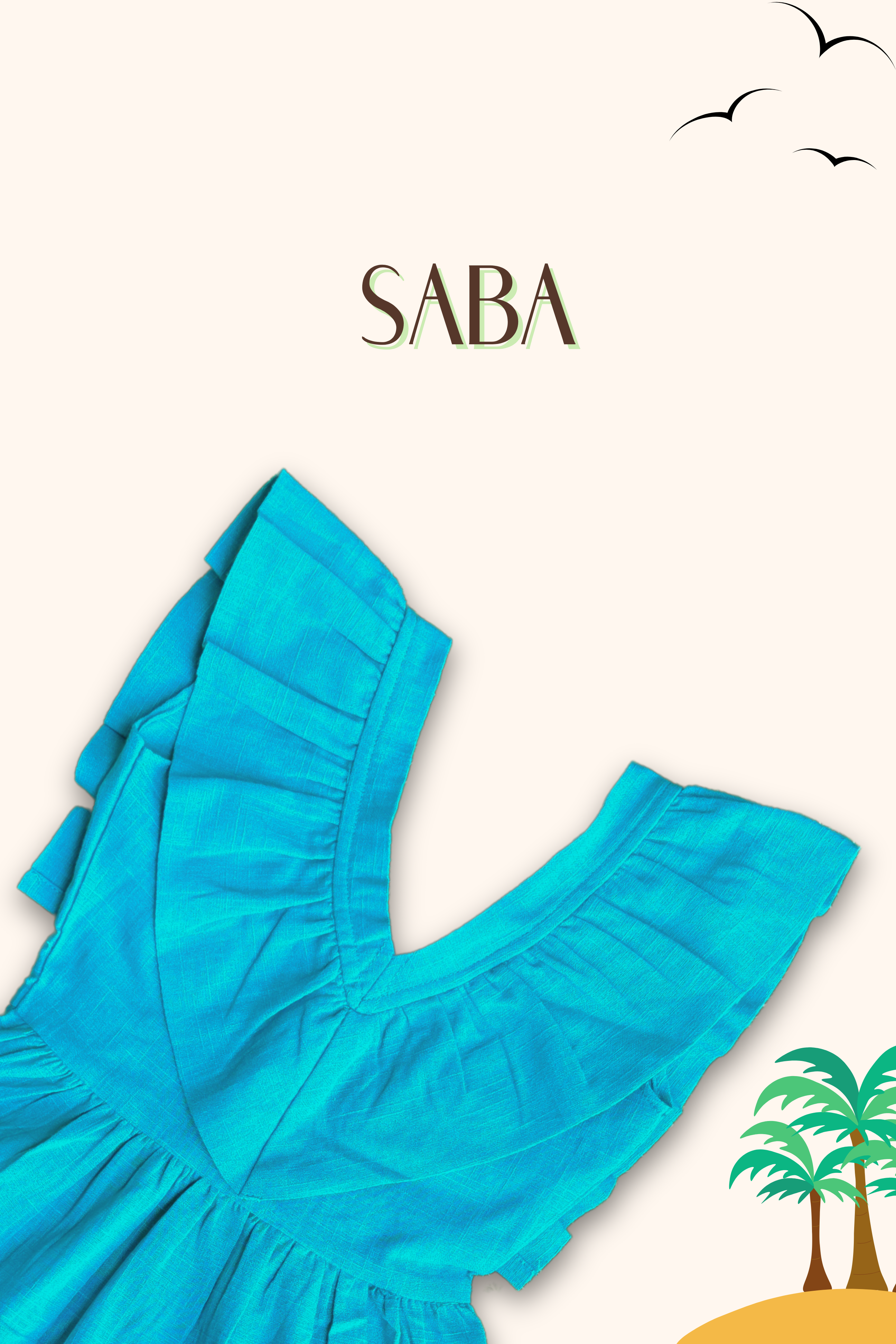 Girls Saba Backless Party Wear Dress - Turquoise