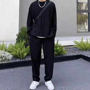 Men's Solid Round Neck Co-ord Set | TRENDBUY