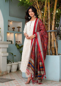 New Chikankari Design Set - Anarkali Kurti with Dupatta and Pant
