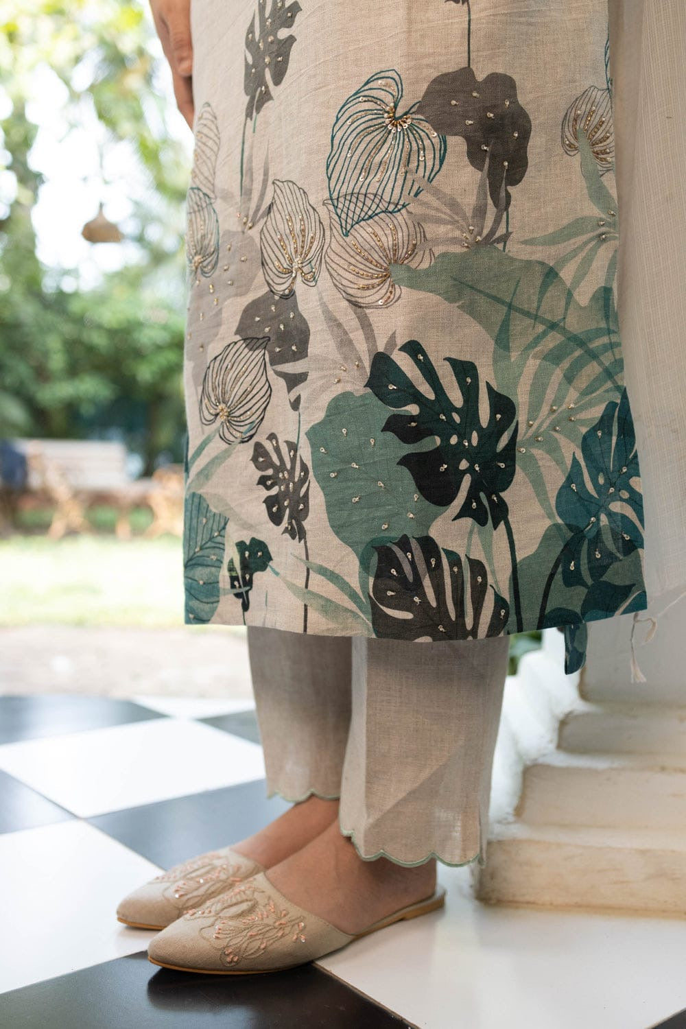 HEVAY LINEN FABRIC DIGITAL PRINTING HAND WORK