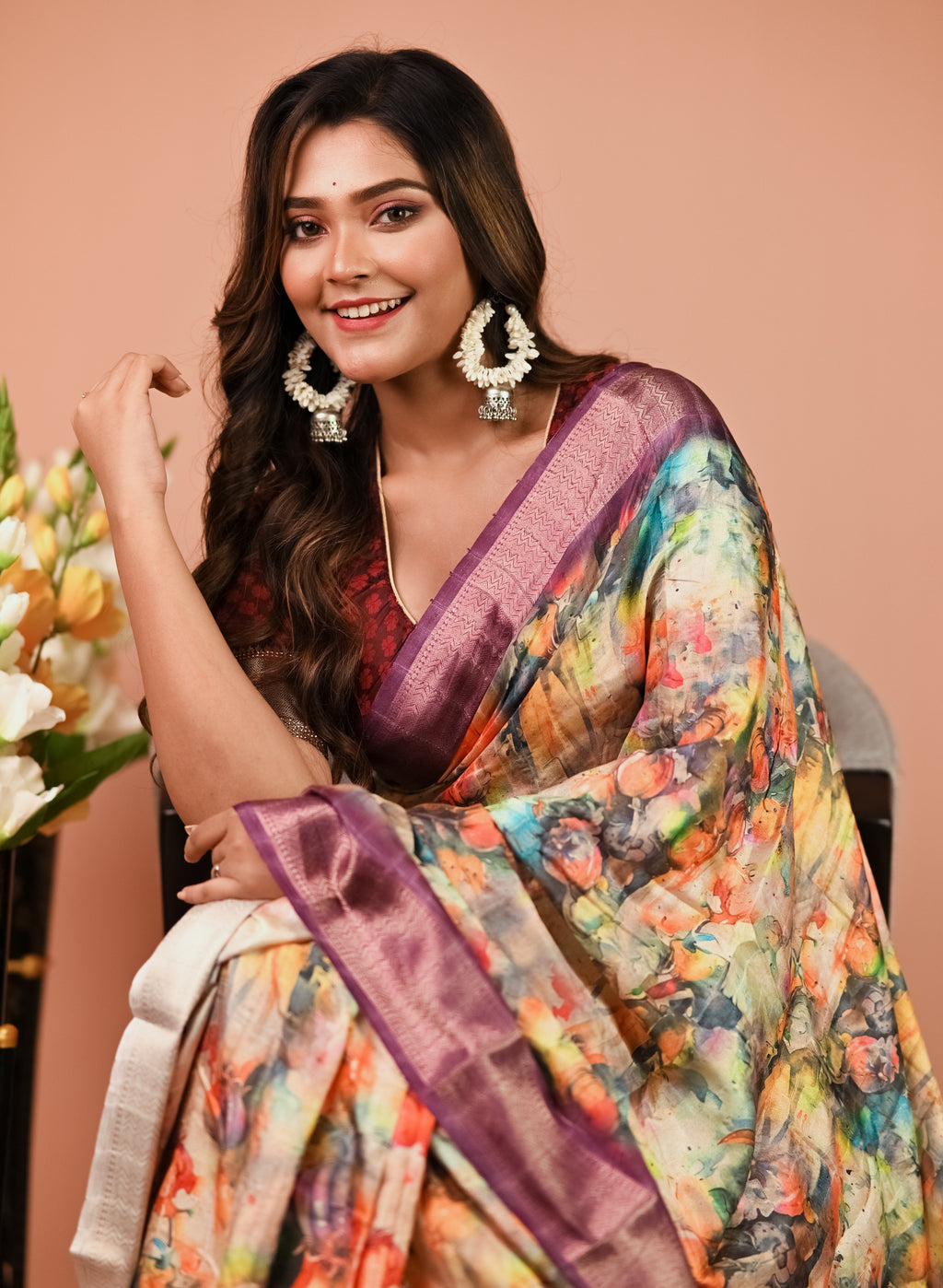 Light Purple Printed Saree