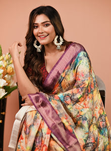Light Purple Printed Saree | TRENDBUY