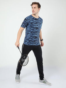 Premium Cotton Blue Printed Casual Round Neck T-Shirt for Men | TRENDBUY