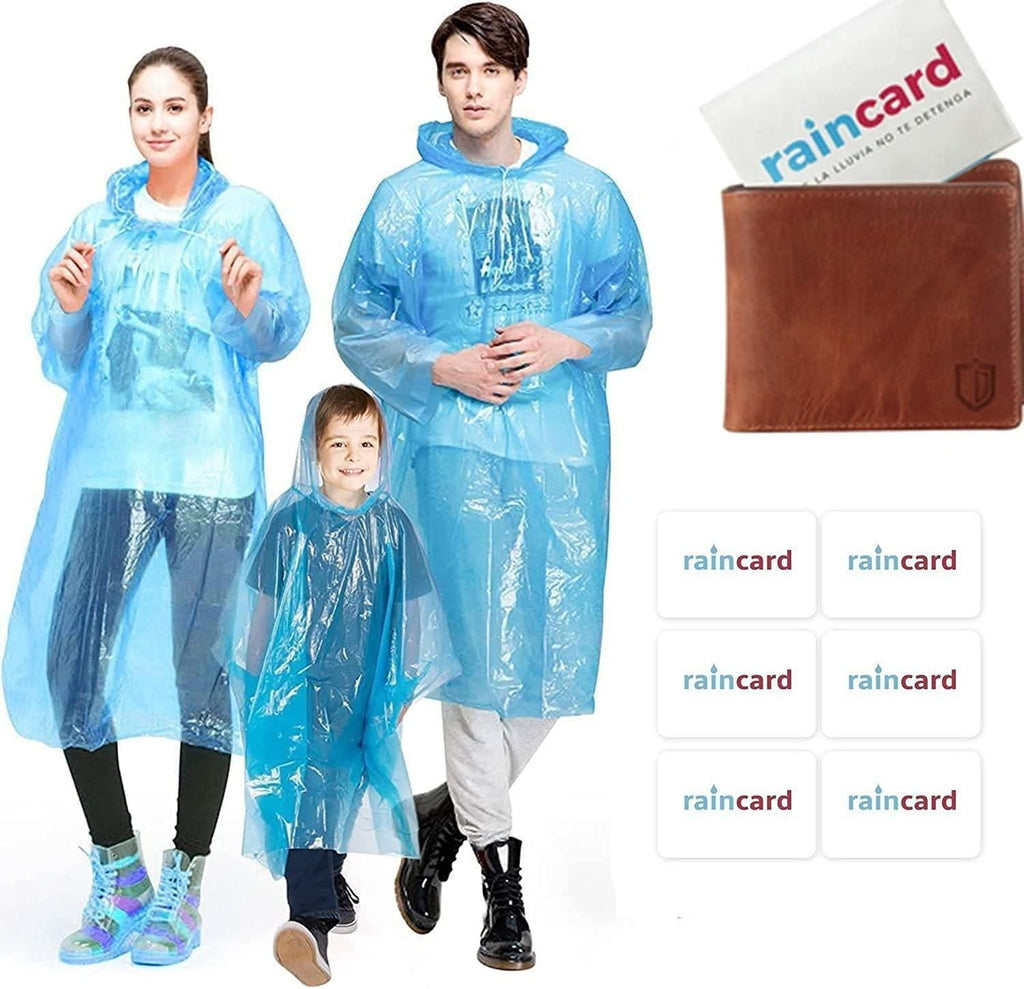 Multicolour FULLY reusable wallet rain coats (set of 5) for adults