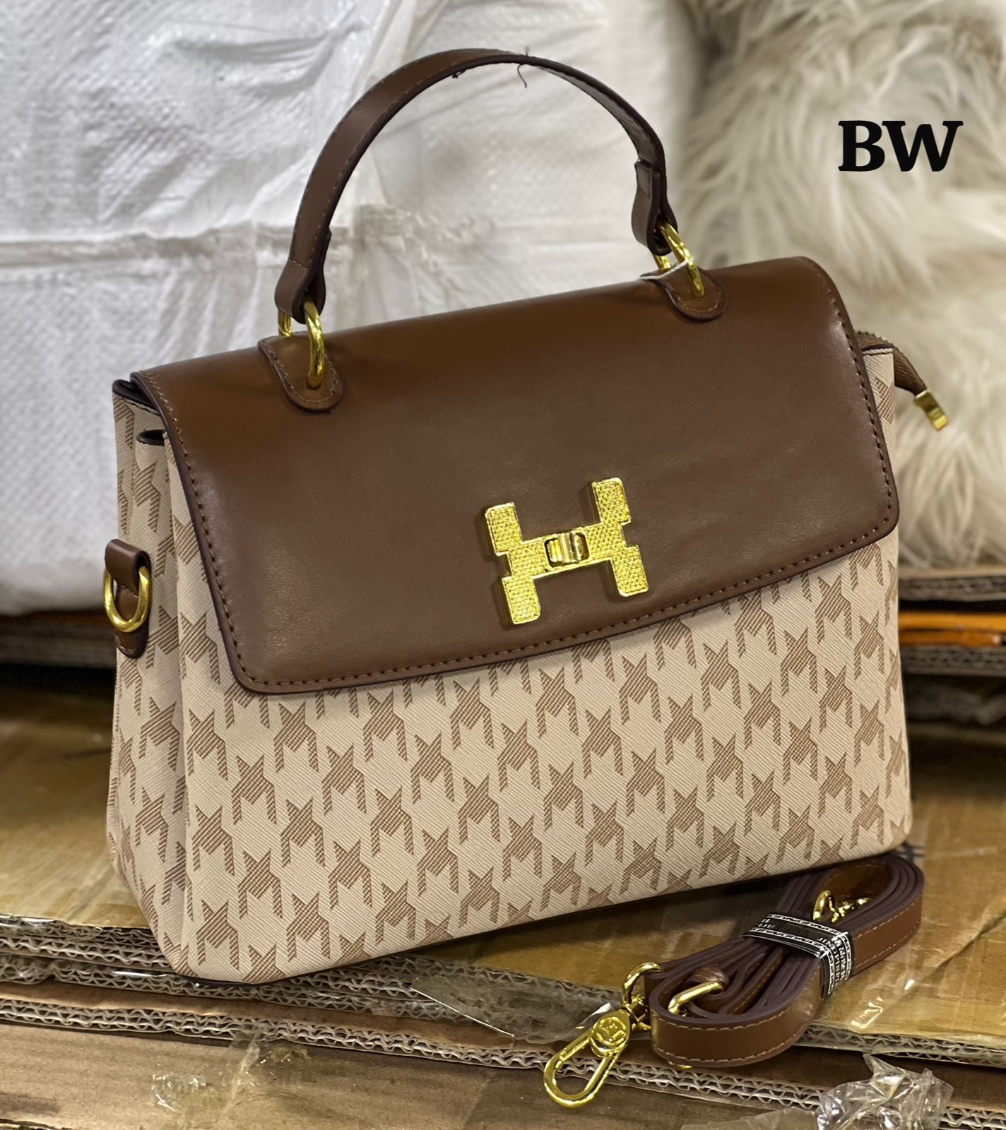 Imported High Quality Handbag and Sling Bag with Three Compartments Brown