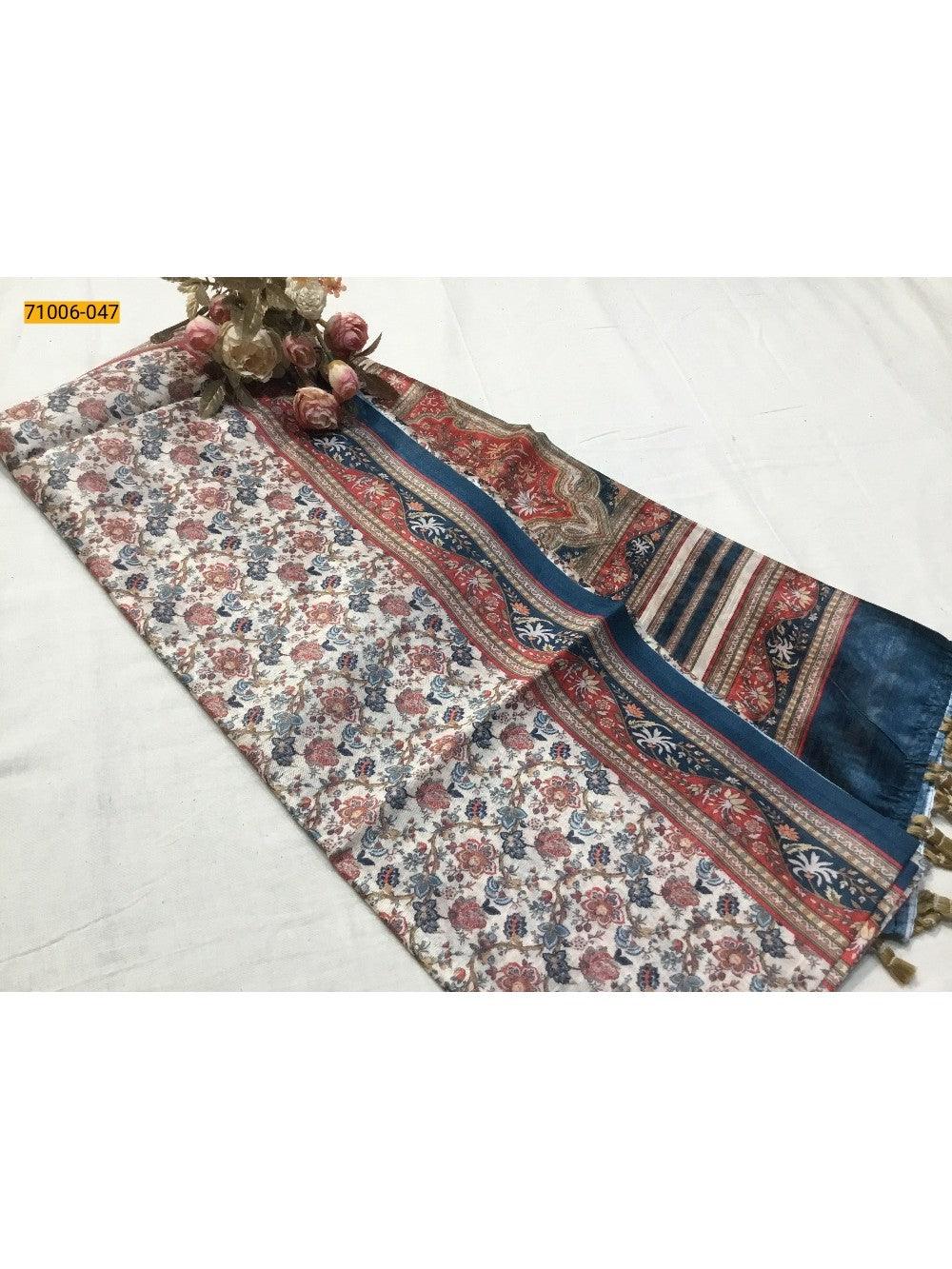 Cream Kalamkari Soft Linen Silk Saree - TREND BUY