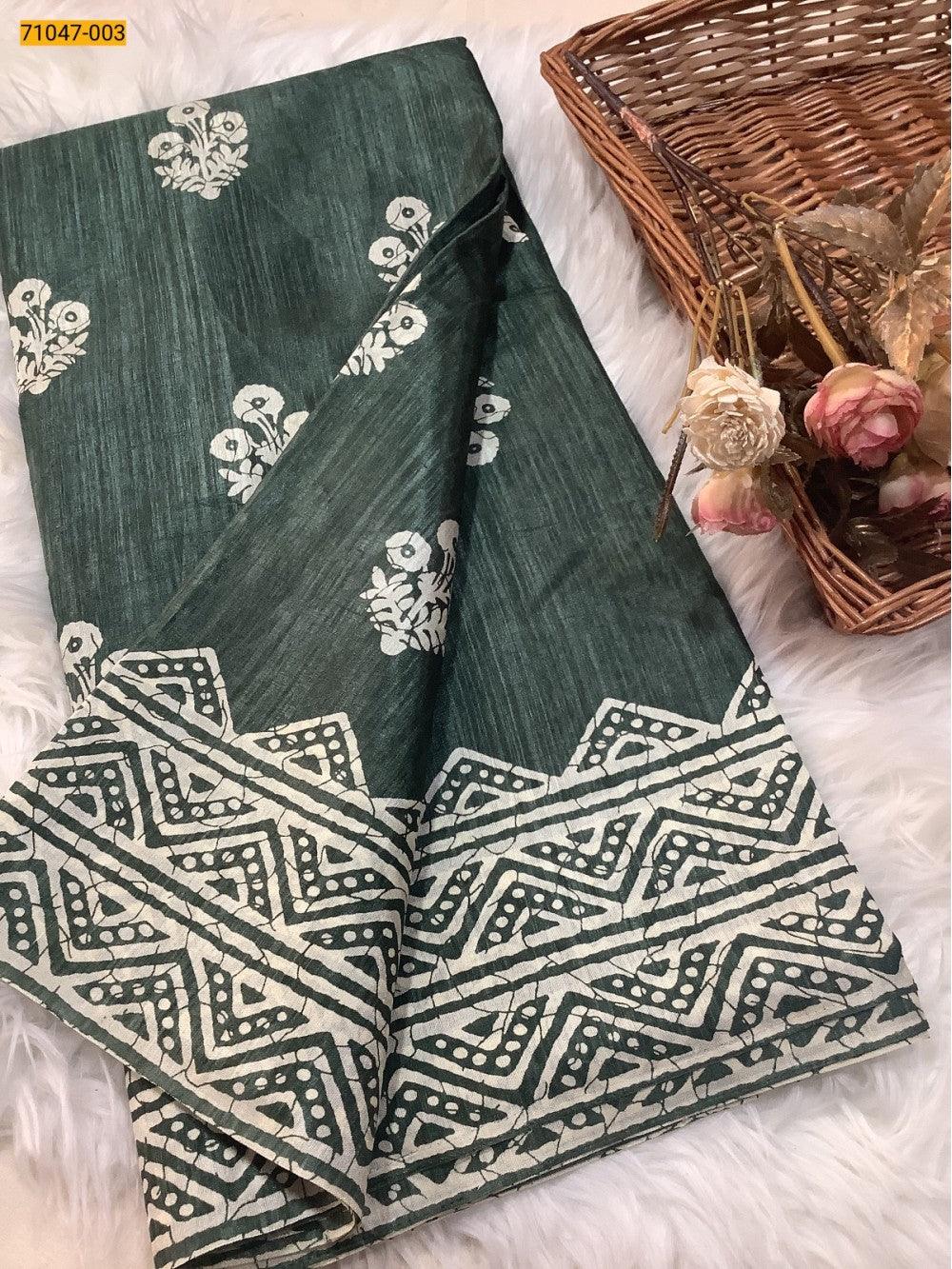 Green Crafty Silk Saree - TREND BUY