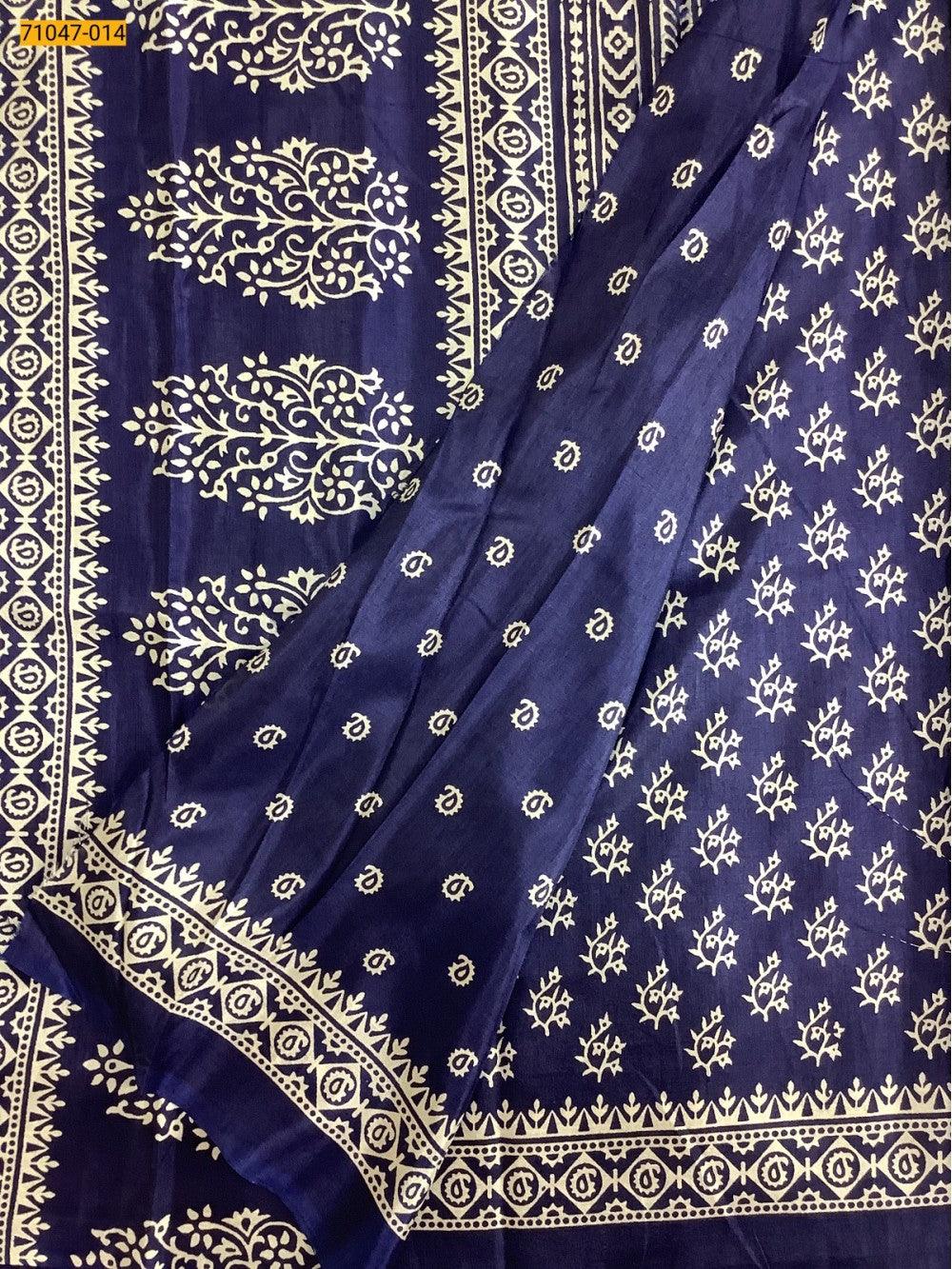 Blue Crafty Silk Saree