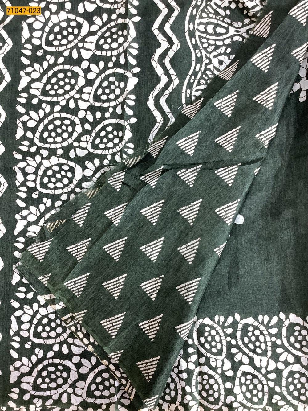 Olive Green Crafty Silk Saree