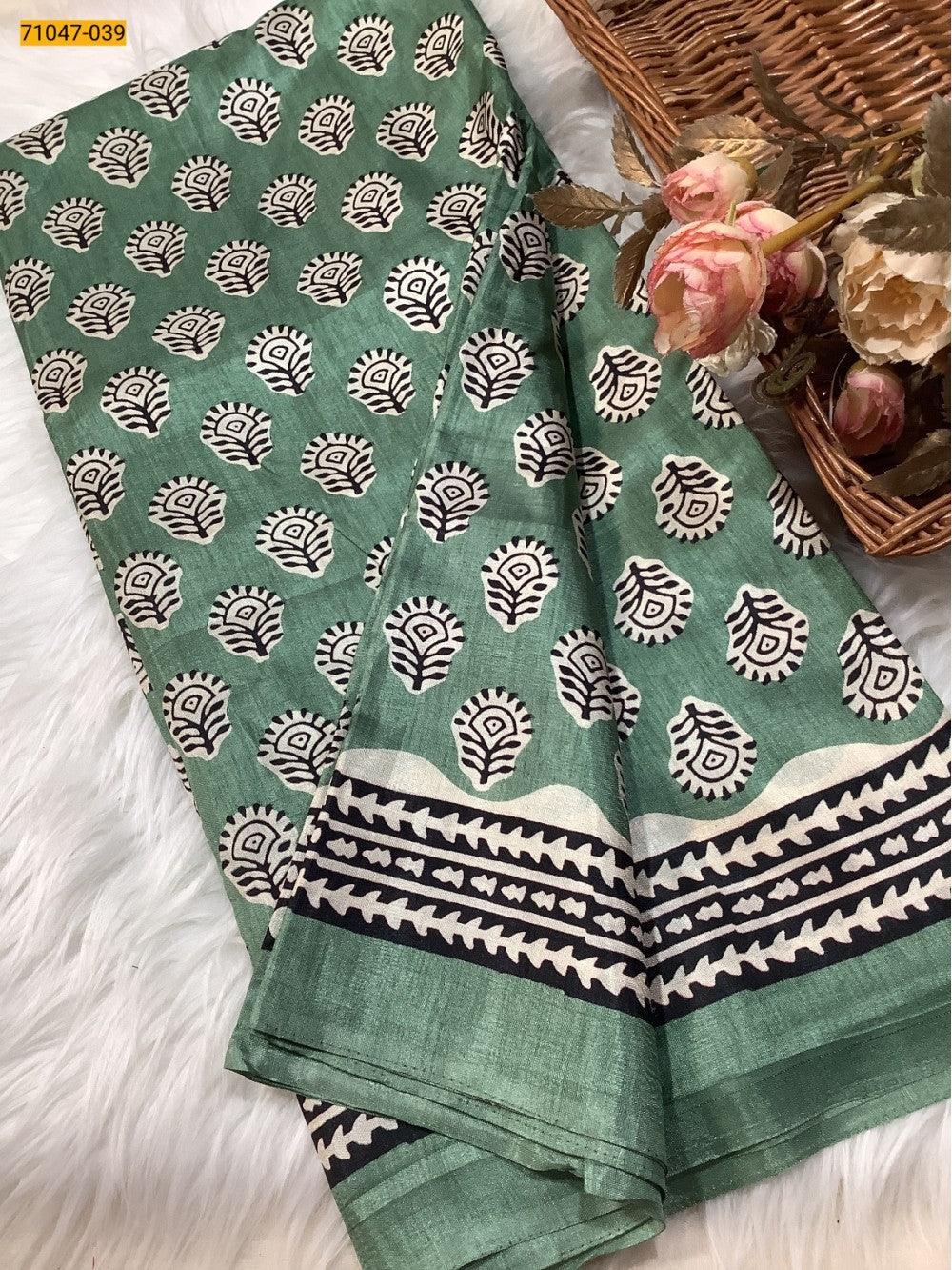 Green Crafty Silk Saree - TREND BUY