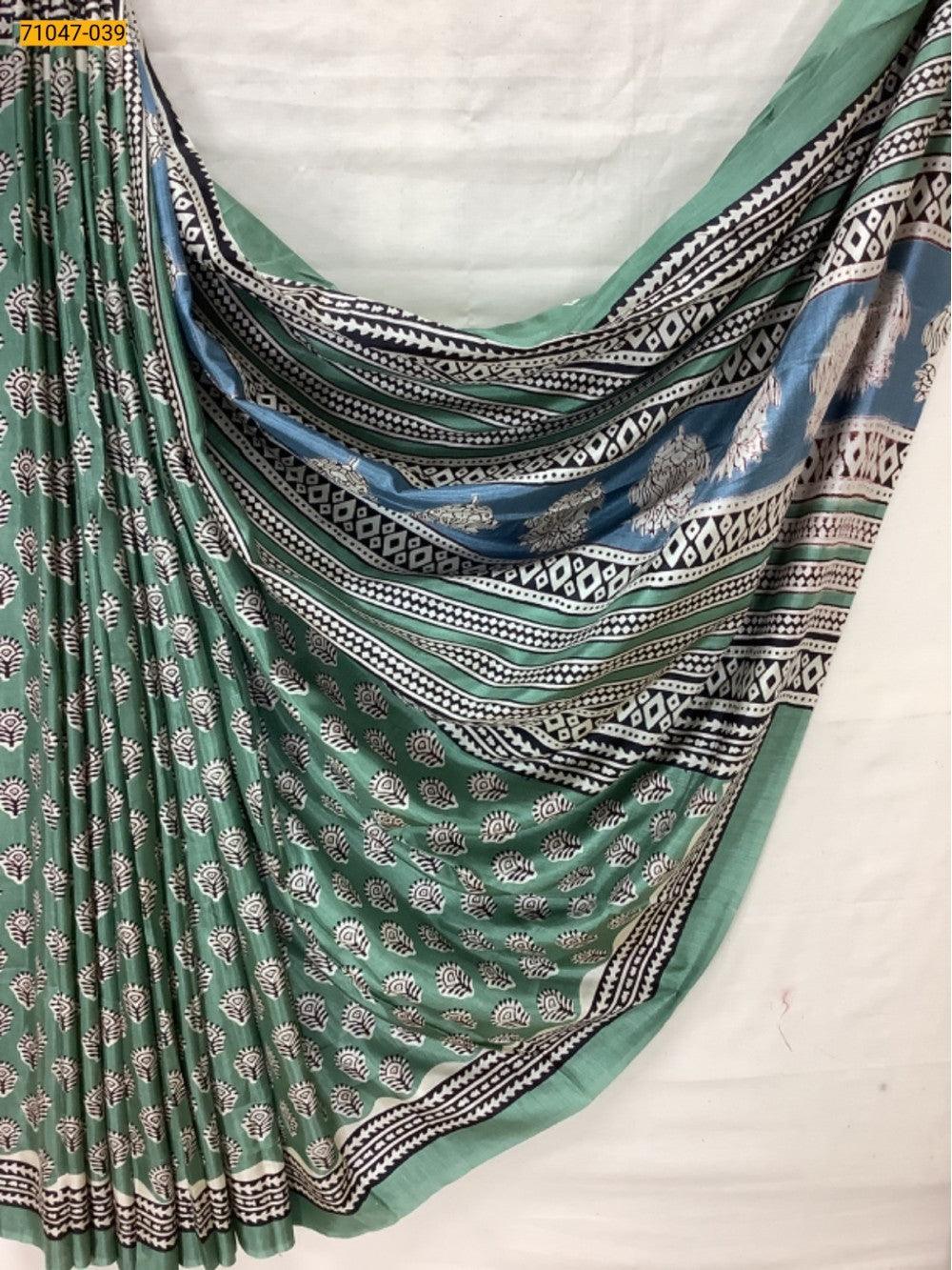 Green Crafty Silk Saree - TREND BUY