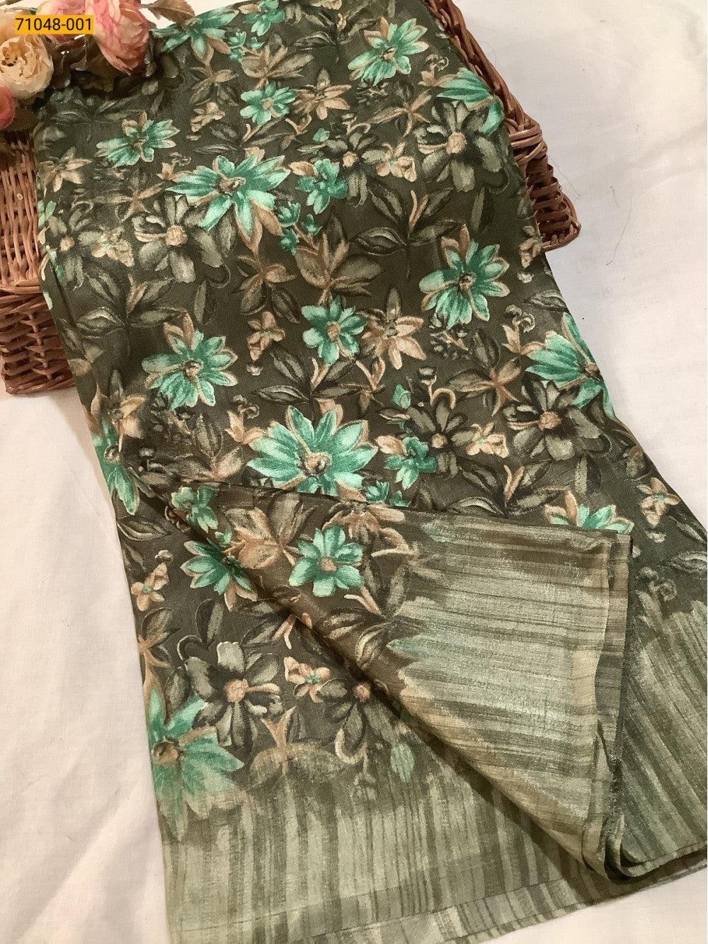 Green Fancy Dola Silk Saree - TREND BUY