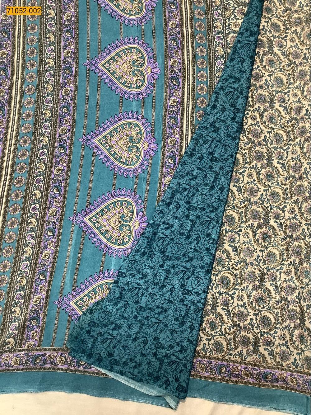Brown With Blue Premium Jasmine Crepe Silk Saree