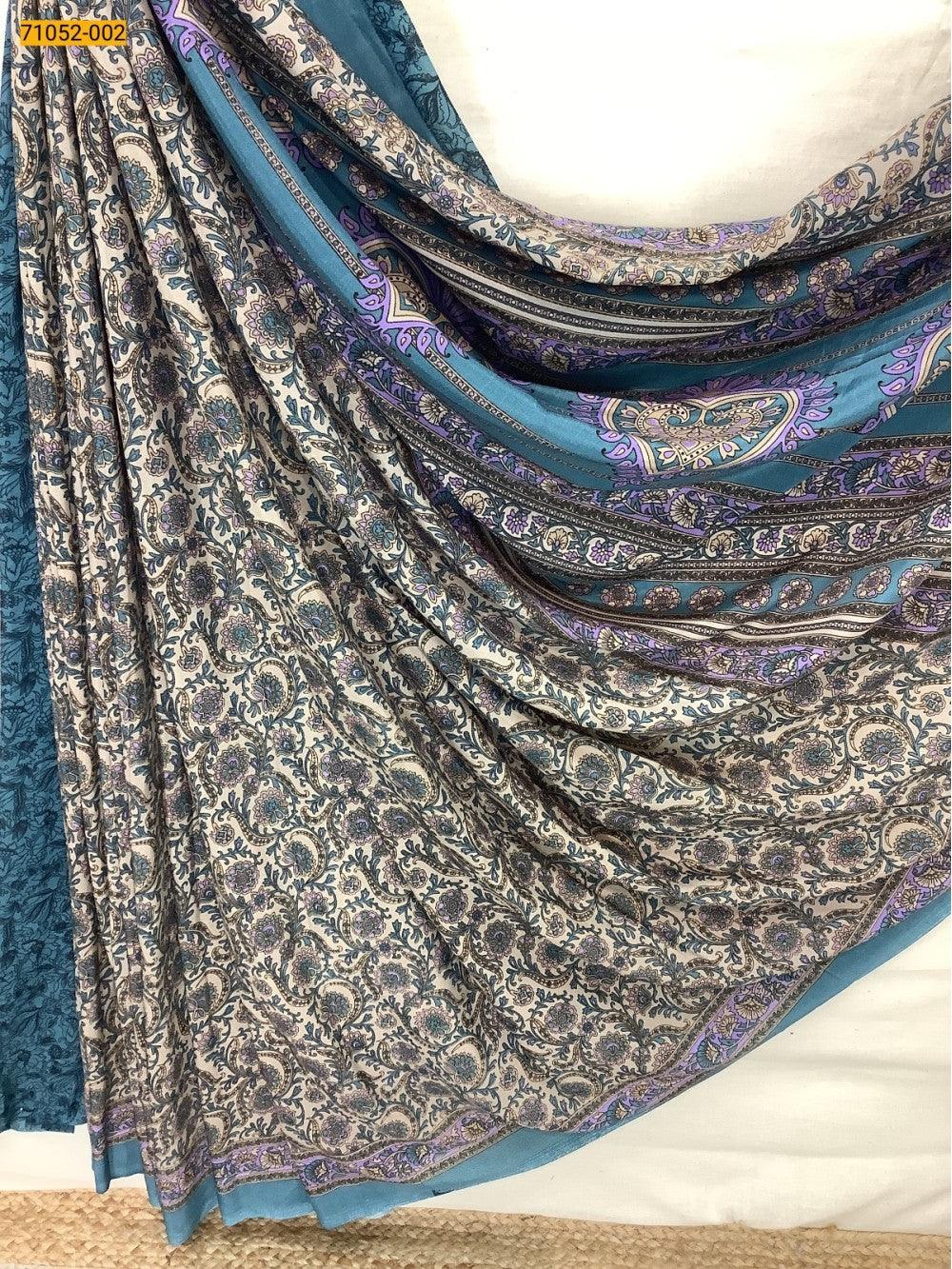 Brown With Blue Premium Jasmine Crepe Silk Saree