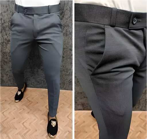 Image of Popcorn Fabric Ankle Length Trouser For Men's accessory