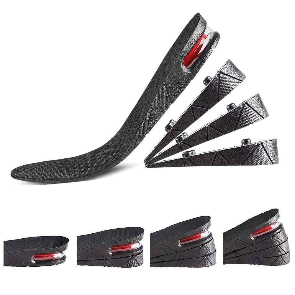 4-layer adjustable height enhancing insoles for shoe lift and comfort.
