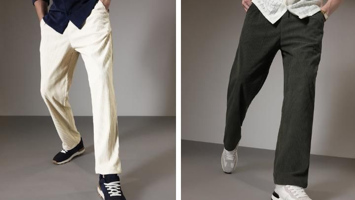 Combo of 2 stylish Caudray fabric pants for men (beige & brown)