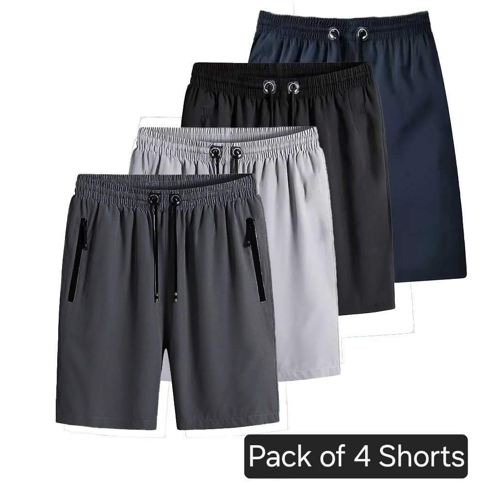 Men's combo pack of four stretchable cotton shorts in assorted colors