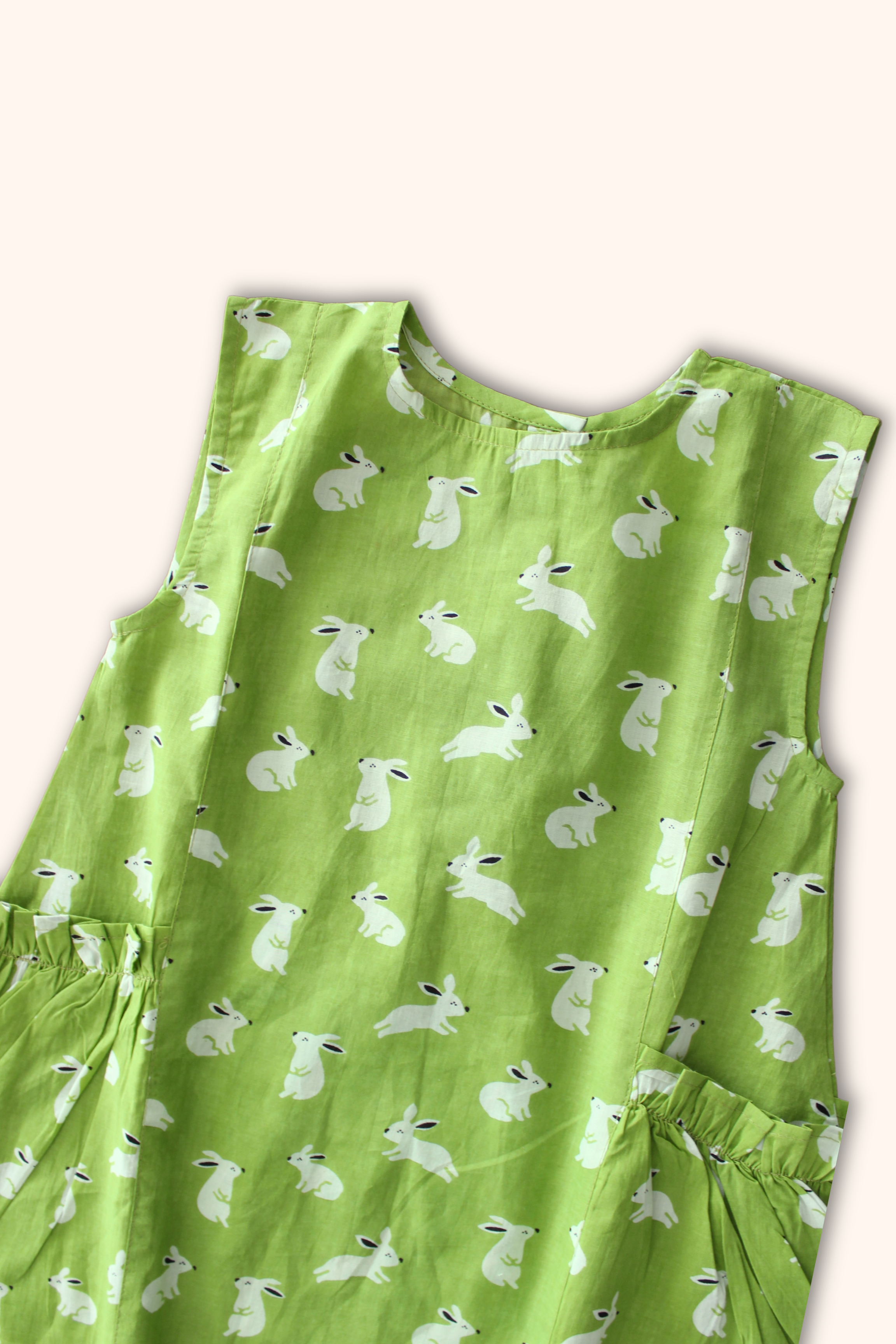 Girls Haven Summer Cotton Dress with long pockets - Green