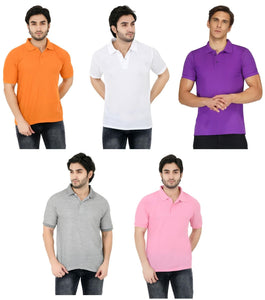 Premium Pack of 5 Men's Half Sleeve Polyester Polo T-Shirts - Assorted Colors for Casual & Smart-Casual Wear