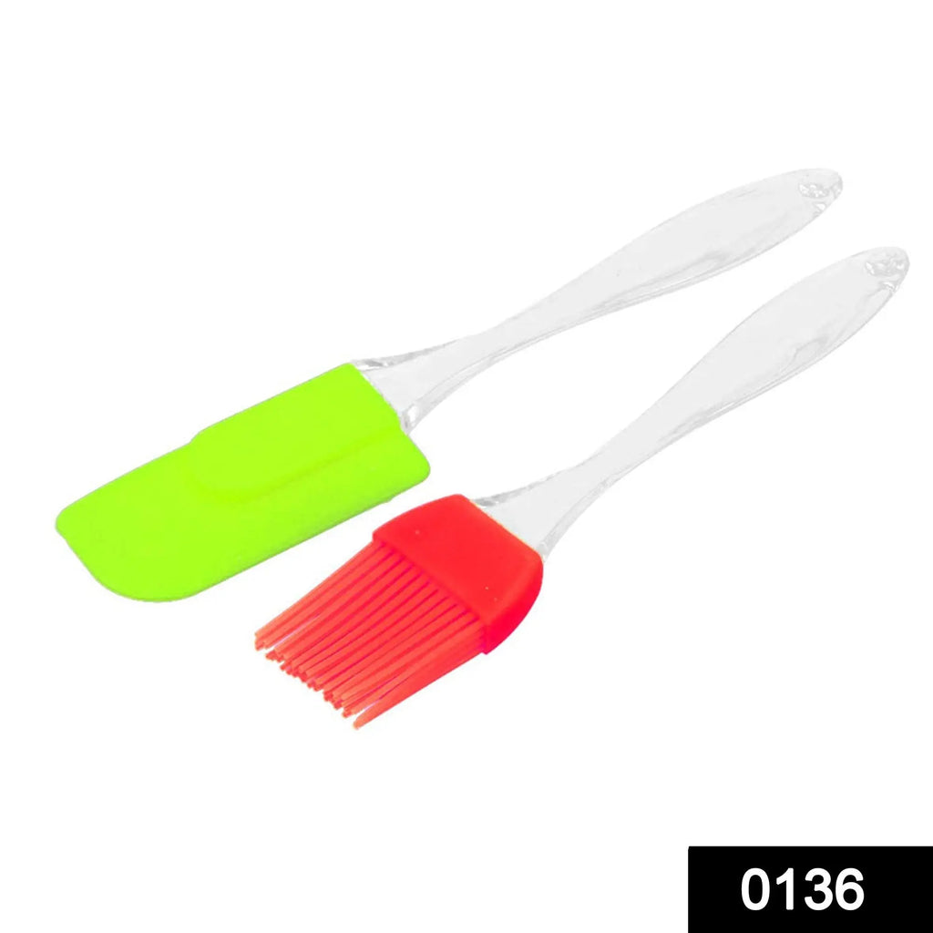 Silicone spatula and pastry brush set for baking