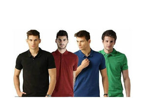 Poly Cotton Solid Half Sleeves Mens Polo T-shirt (Pack of 4) | TRENDBUY