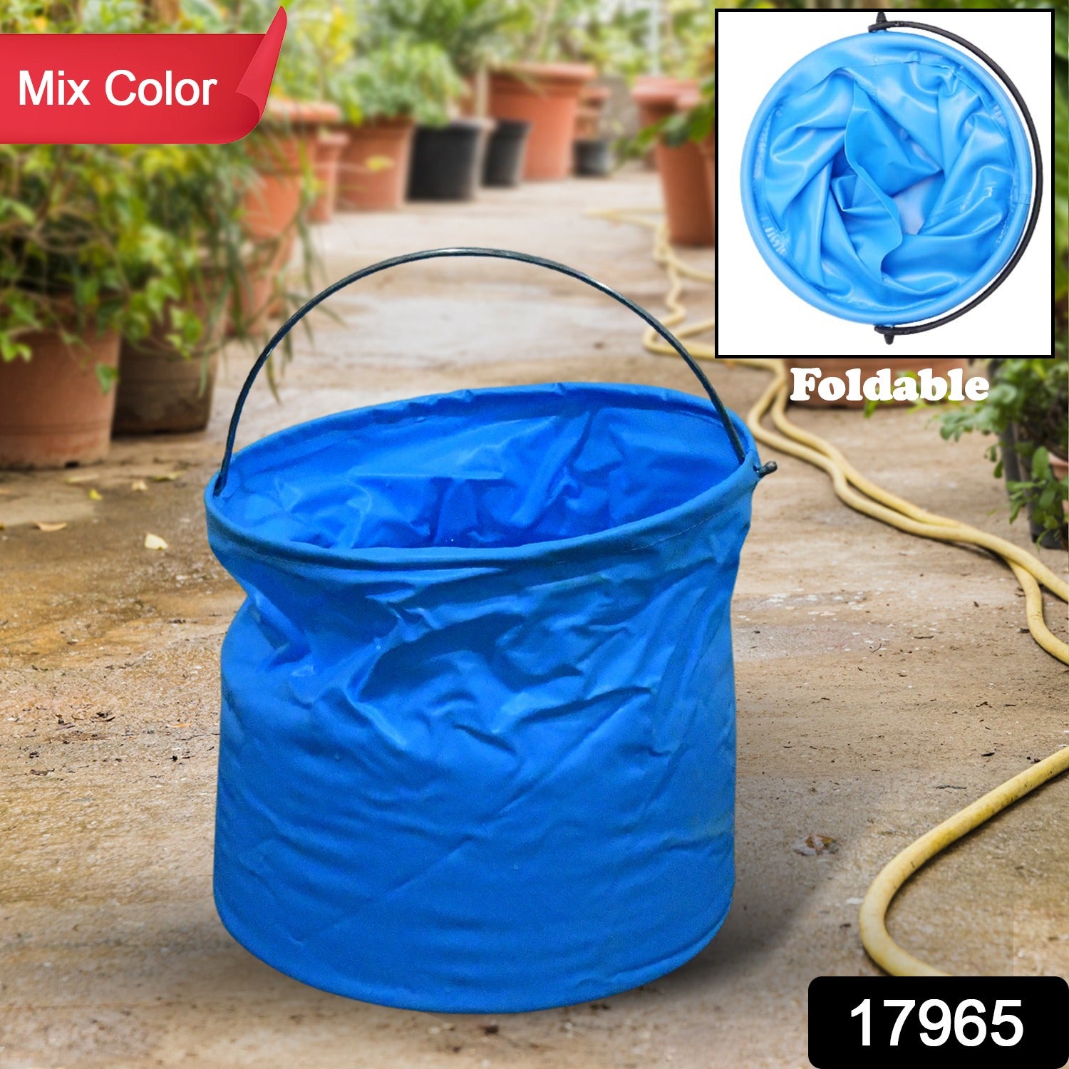 17965 Folding Bucket Portable Round Bucket Simple Bucket With Handle Multi-functional For Outdoor Use Fishing Car Washing Cleaning Disaster Prevention Portable Lightweight Durable (1 Pc Mix Color)