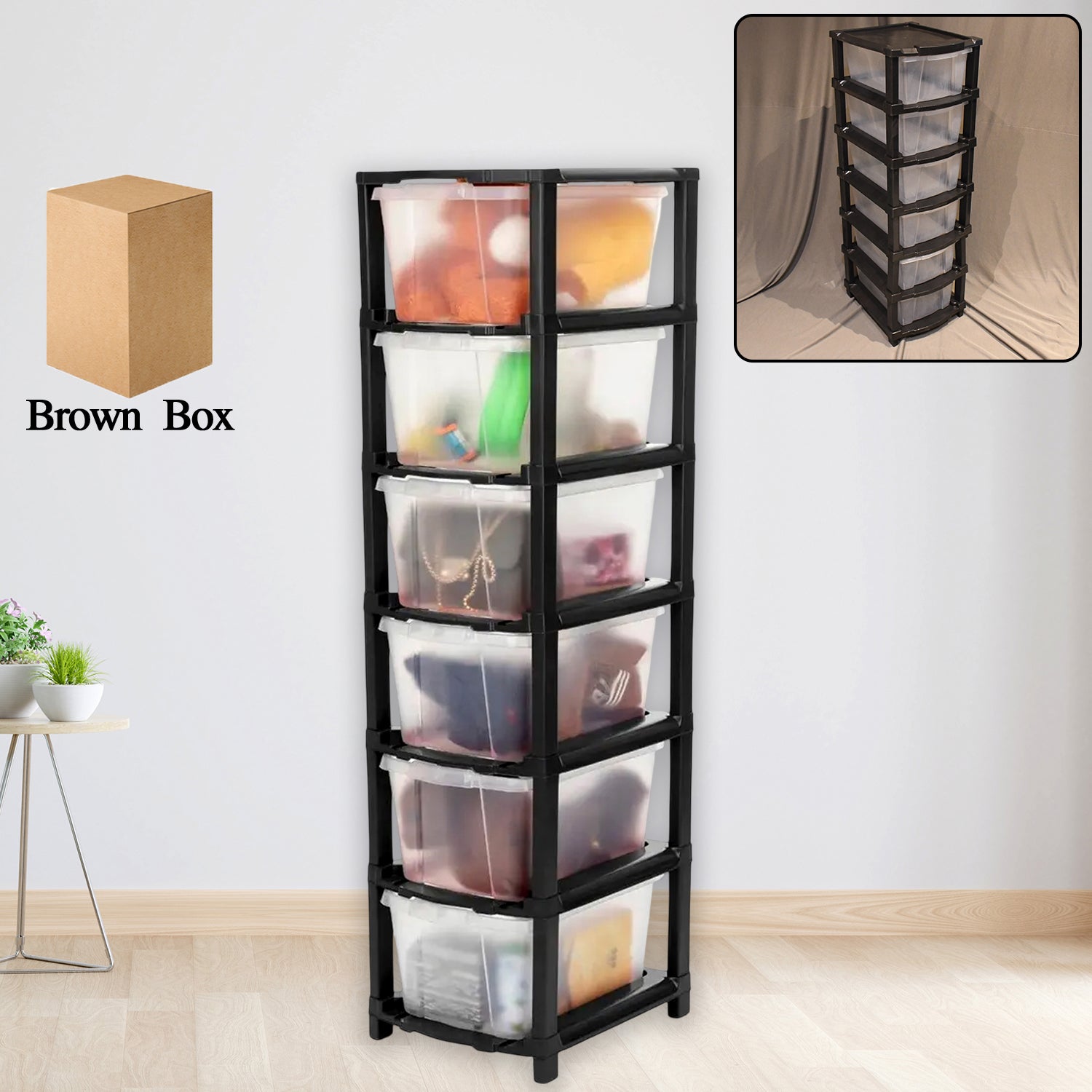 TRENDBUY 6-layer modular plastic drawer storage cabinet components for DIY assembly