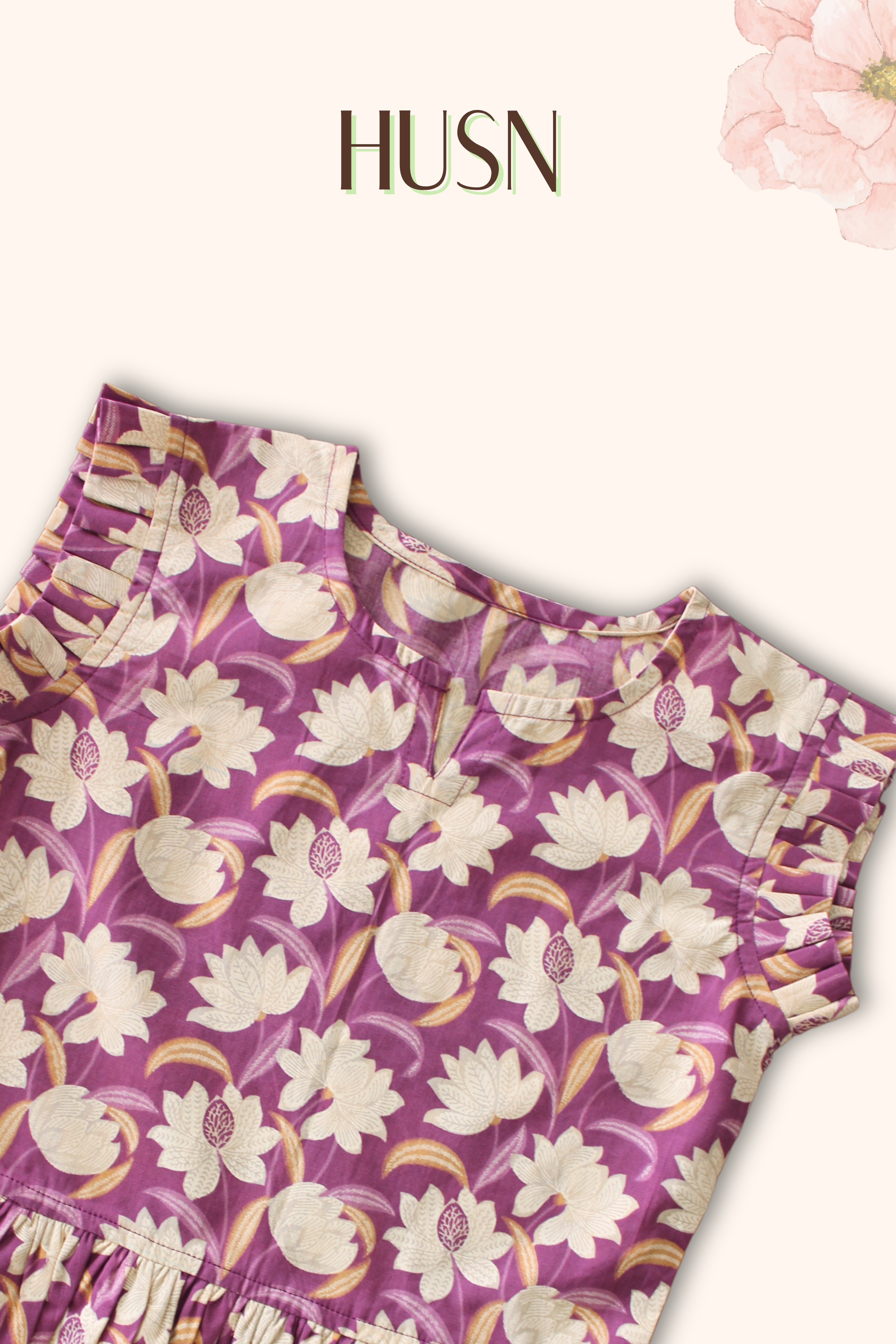 Girls Husn Pure Cotton Clothing Set - Purple