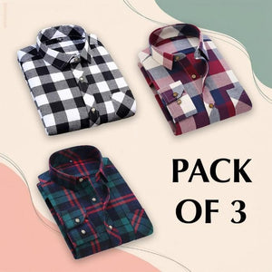 Men's Checkered Casual Shirt Pack of 3 | TRENDBUY