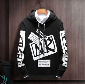 Cotton Blend Printed Full Sleeves Mens Hooded Neck T-Shirt | TRENDBUY