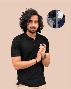 Poly Matte Assorted Solid Half Sleeves Mens Polo T-Shirt Pack Of 4 | TRENDBUY