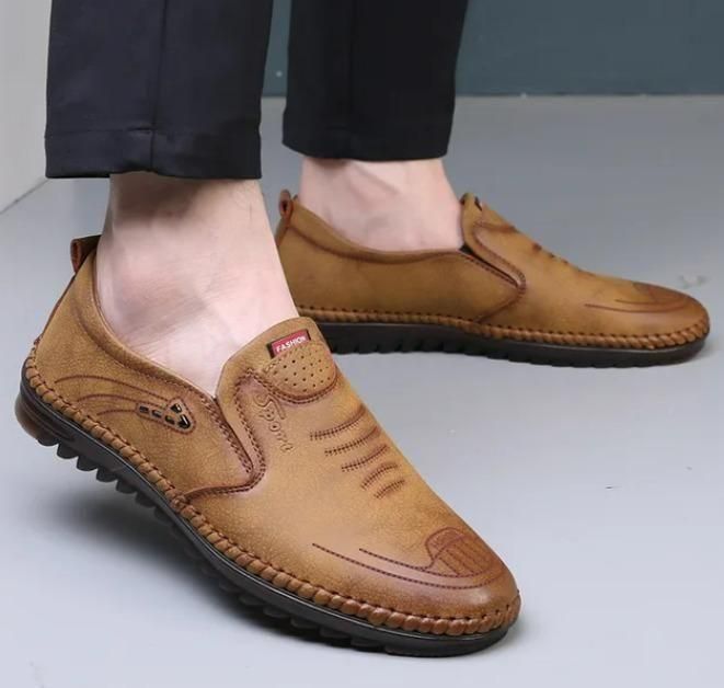 Mens brown leather lace-up shoes