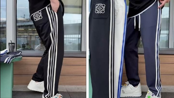 Mens comfortable striped trackpants (pack of 2), light and dark grey.