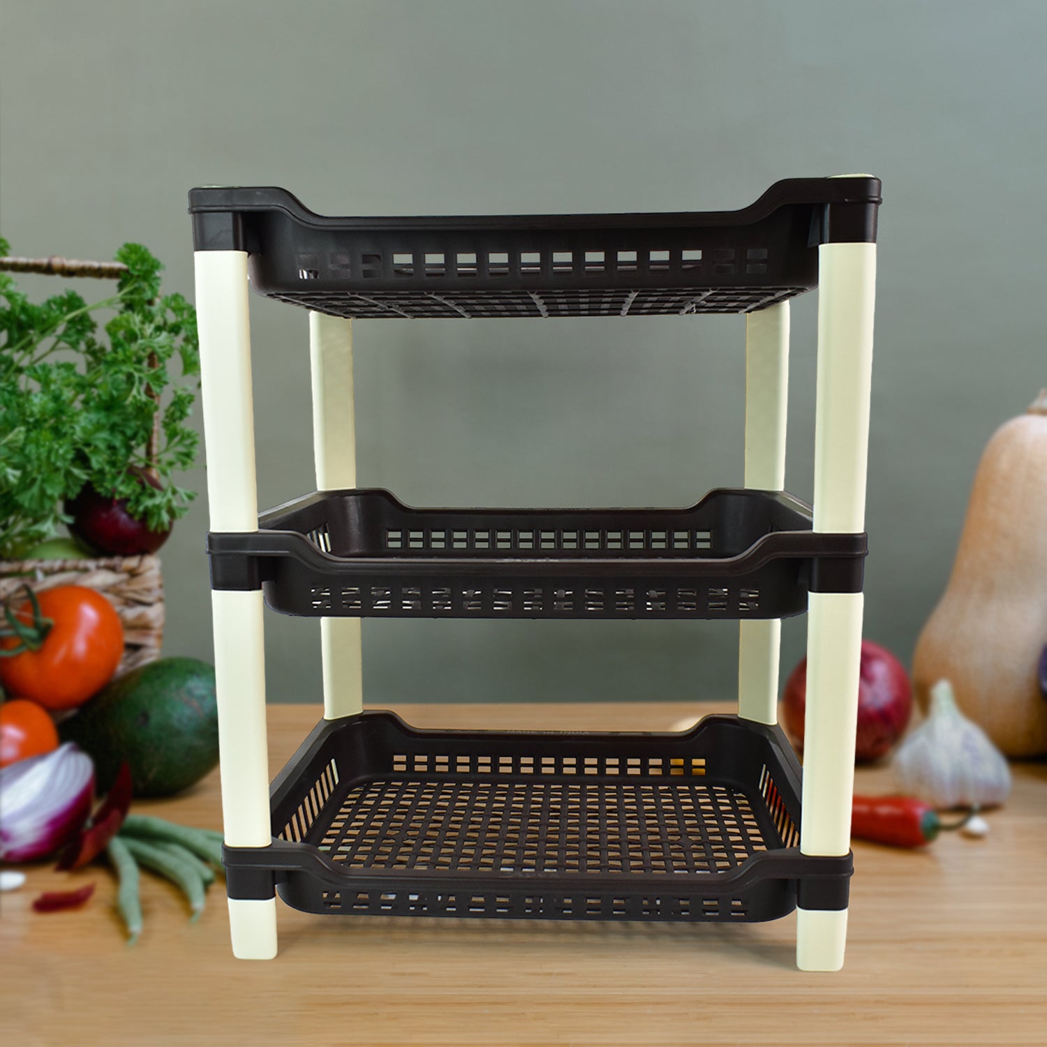 Apex big 3-tier plastic storage rack for multi-use organization