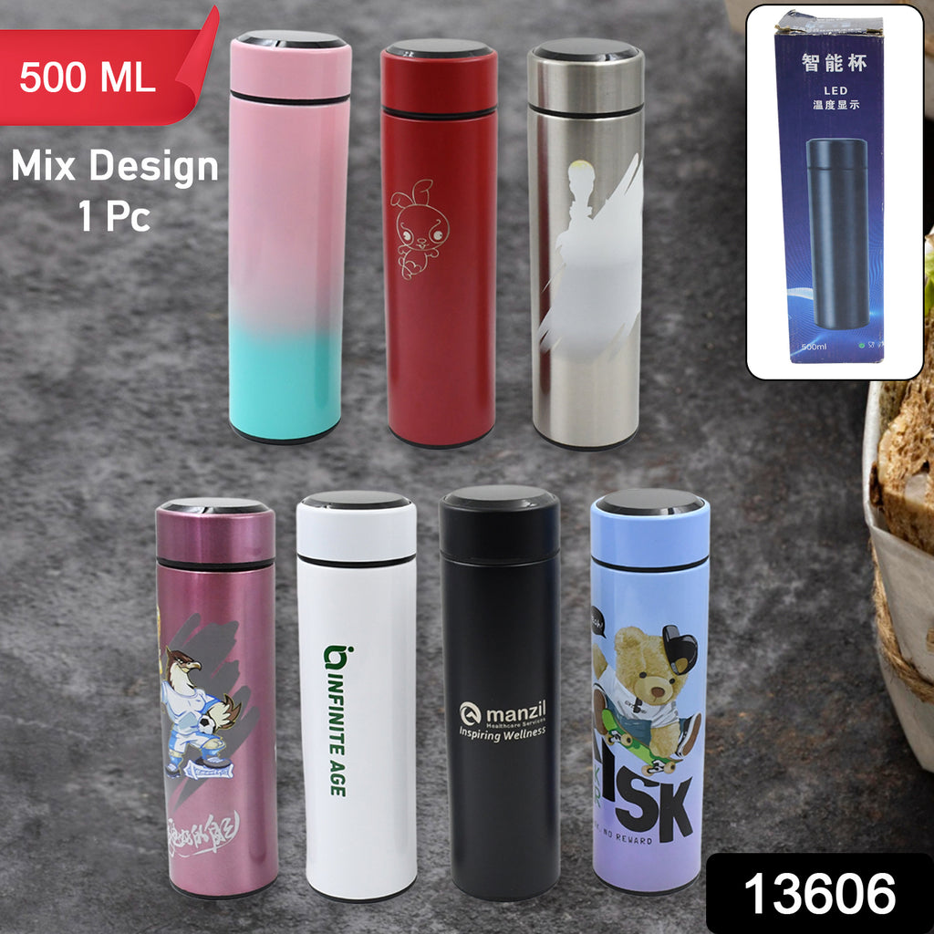 Multicolor printed smart vacuum insulated water bottles with LED temperature display