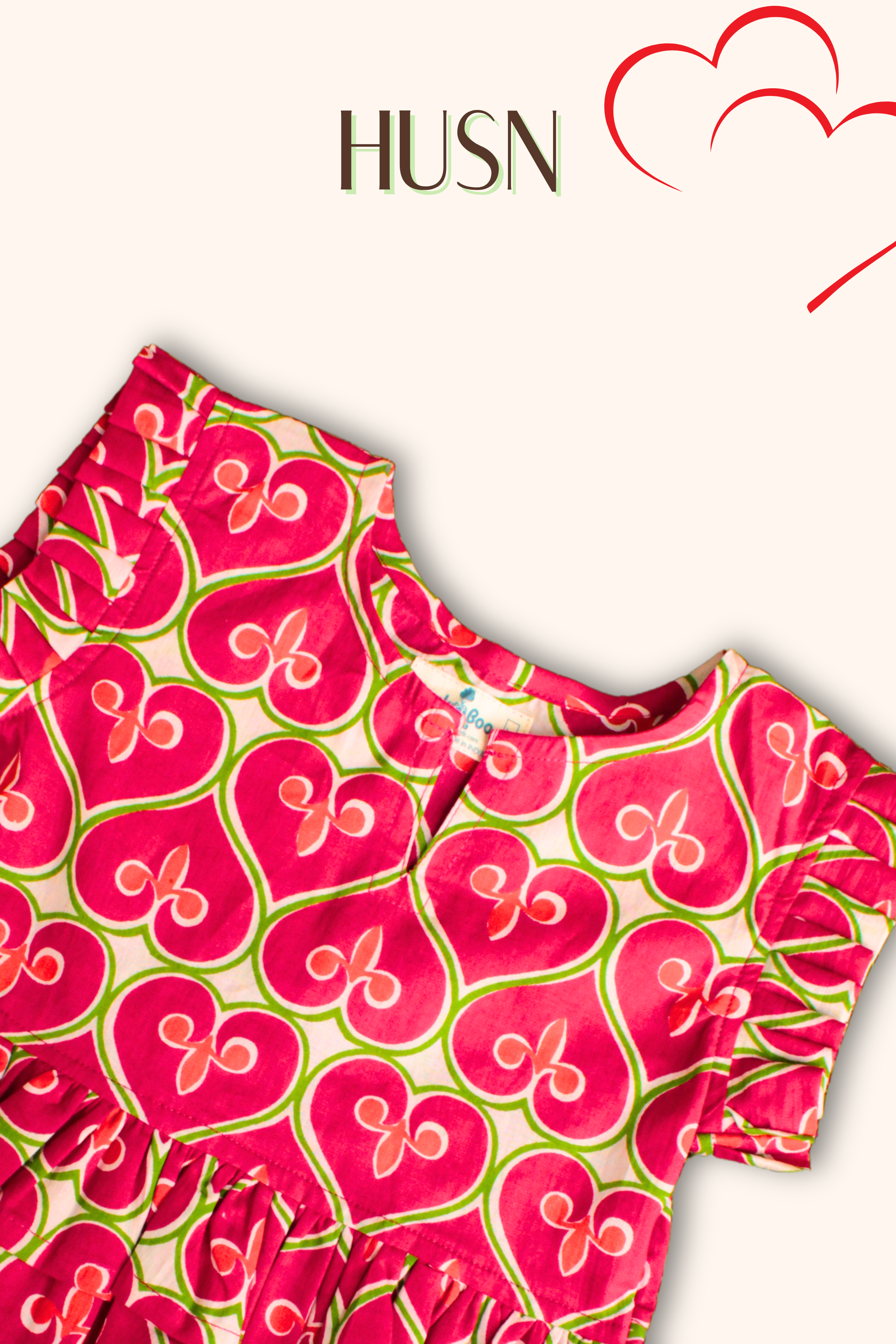 Girls Husn Pure Cotton Clothing Set - Cherry Red
