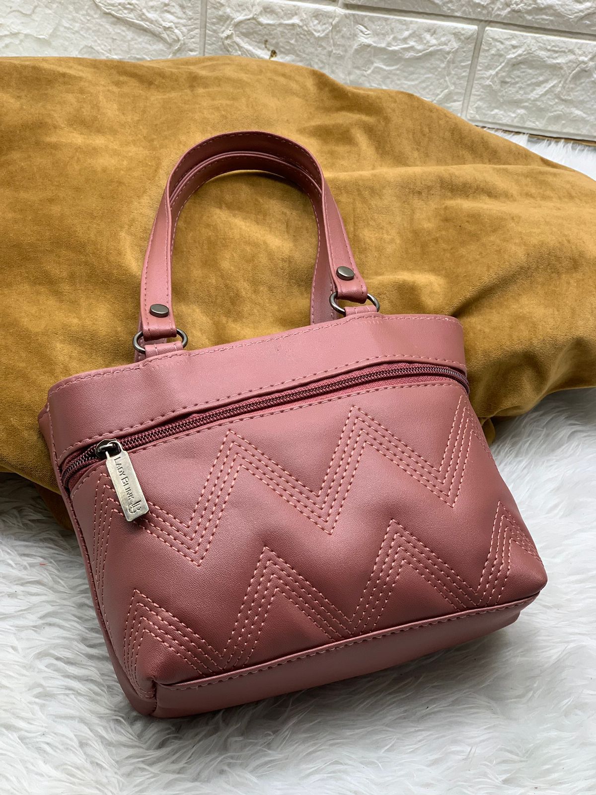 Fancy Design Wrist Handle Bag Set for Women - Pack of 2 rani pink