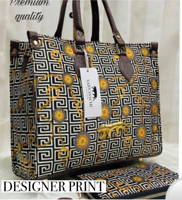 Digital Print Tote Bag with Wallet – Lightweight & Stylish for Travel and Office Design 1