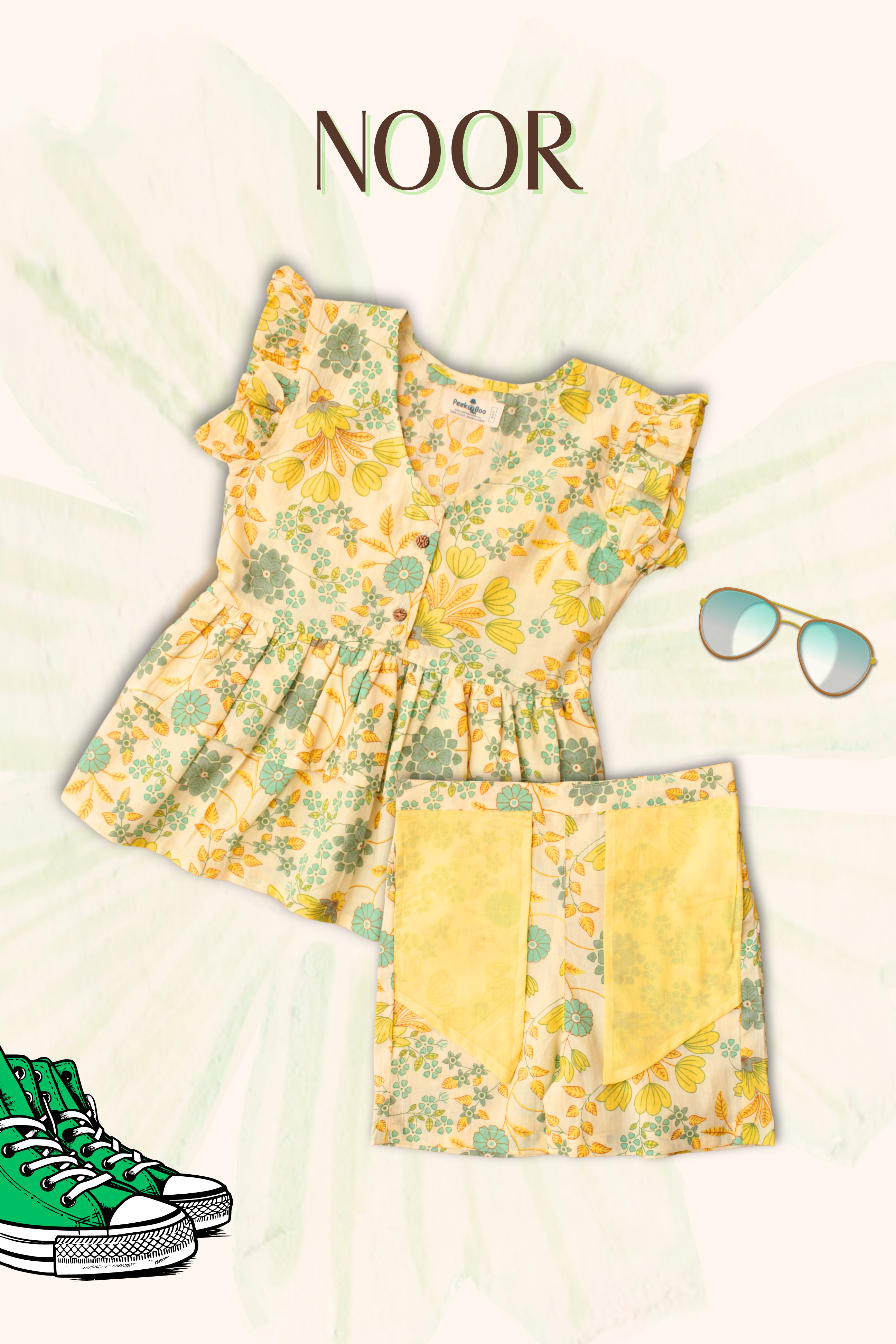 Girls Noor Pure Cotton Clothing Set - Polka Dot - Lemon Yellow Lemon Yellow
