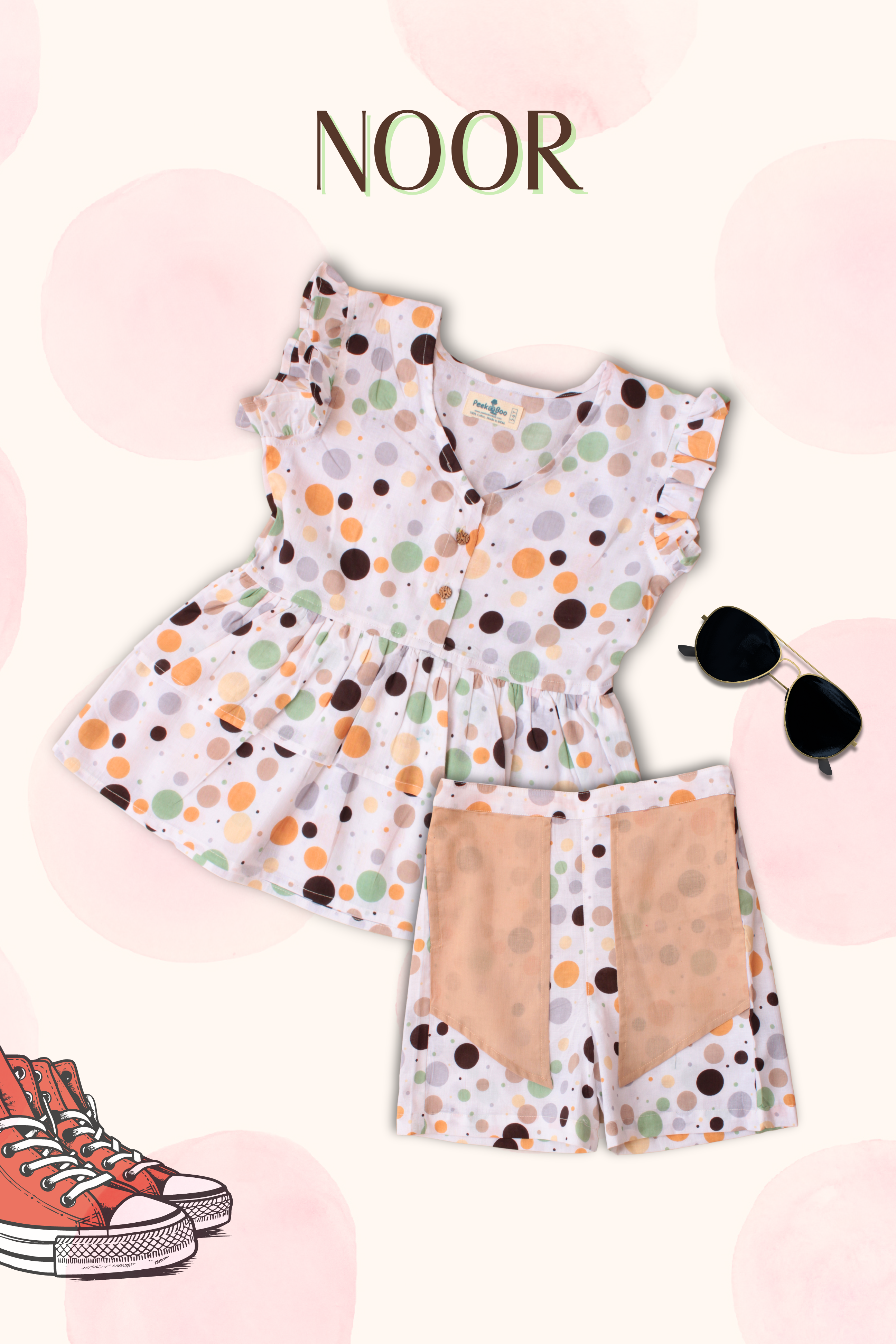 Girls Noor Pure Cotton Clothing Set - Polka Dot - Lemon Yellow Polka Dots