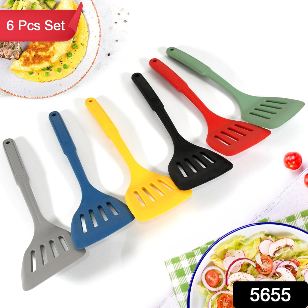 6 Pcs colorful multipurpose silicone spoons and basting spoons, non-stick heat-resistant kitchen utensils.