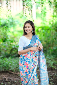 Pure Dola Silk Digitally Printed Saree | Banarasi Motifs & Tassels | TREND BUY | TRENDBUY