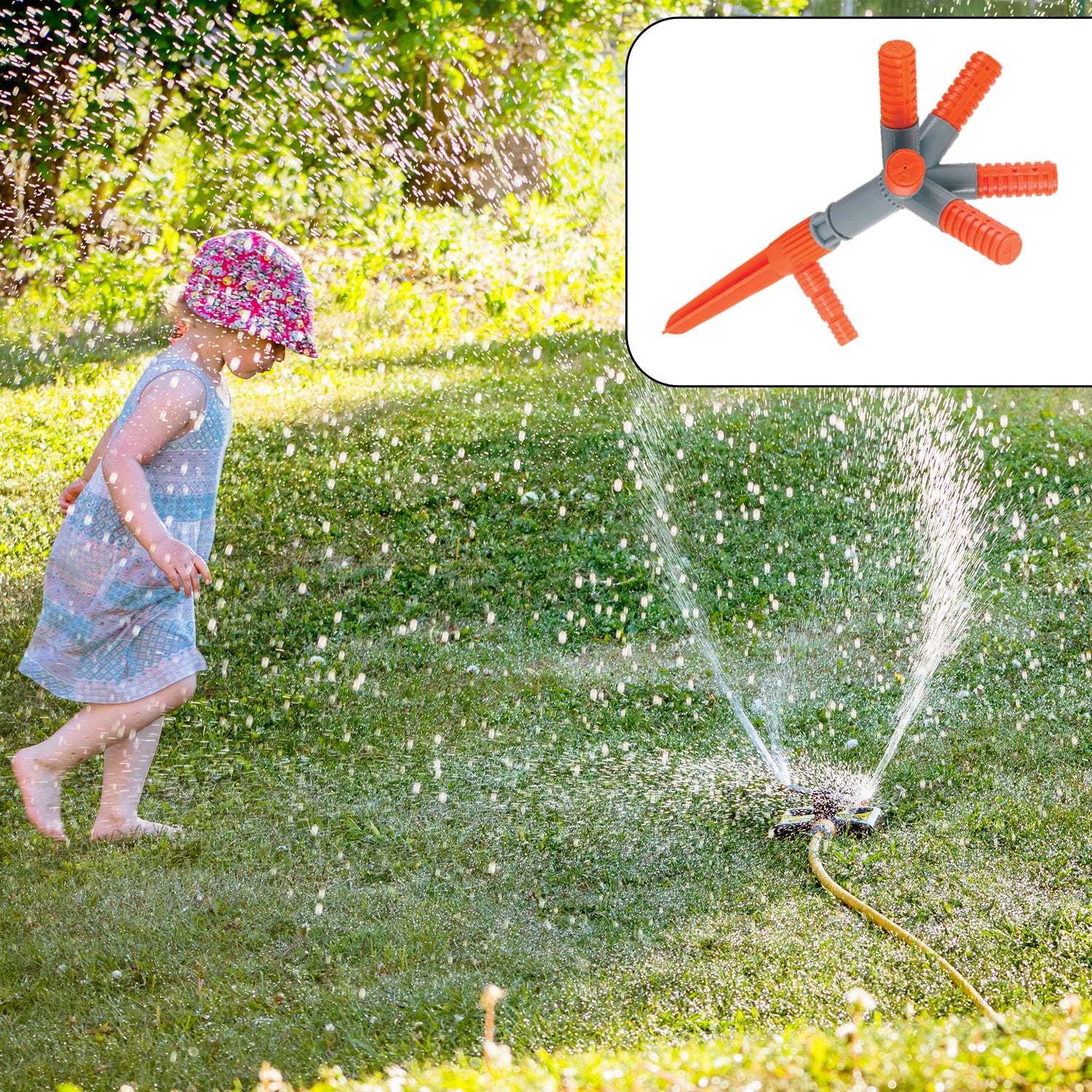 7537 Garden Sprinkler 360  Rotating Adjustable Round 3 Arm Lawn Water Sprinkler For Watering Garden Plantspipe Hose Irrigation Yard Water Sprayer - TREND BUY