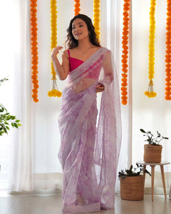 Baby Pink Soft Organza Silk Saree | TRENDBUY