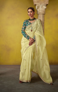 Beautiful New Style Tissue Saree For Haldi Wear | TRENDBUY