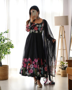 Black Anarkali Organza Chudidar | TRENDBUY
