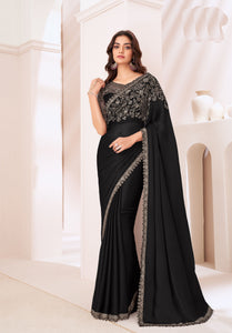 Black Partywear Saree with Designer Blouse | TRENDBUY