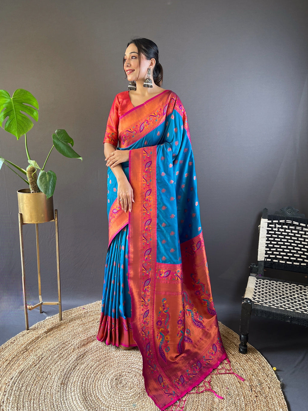 Blue Kanjivaram Paithani silk saree