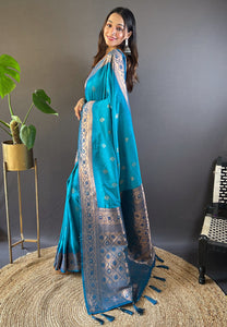 Blue Soft Silk Zari Woven Festival Wear Saree | TRENDBUY